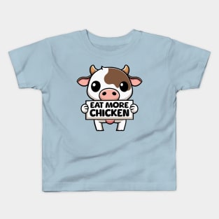 Eat More Chicken! Cute Cow Cartoon Kids T-Shirt